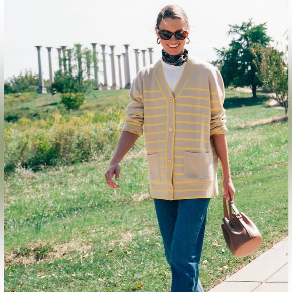 TUCKERNUCK Chai Stripe Lauren Cardigan sweater - Picture 2 of 12